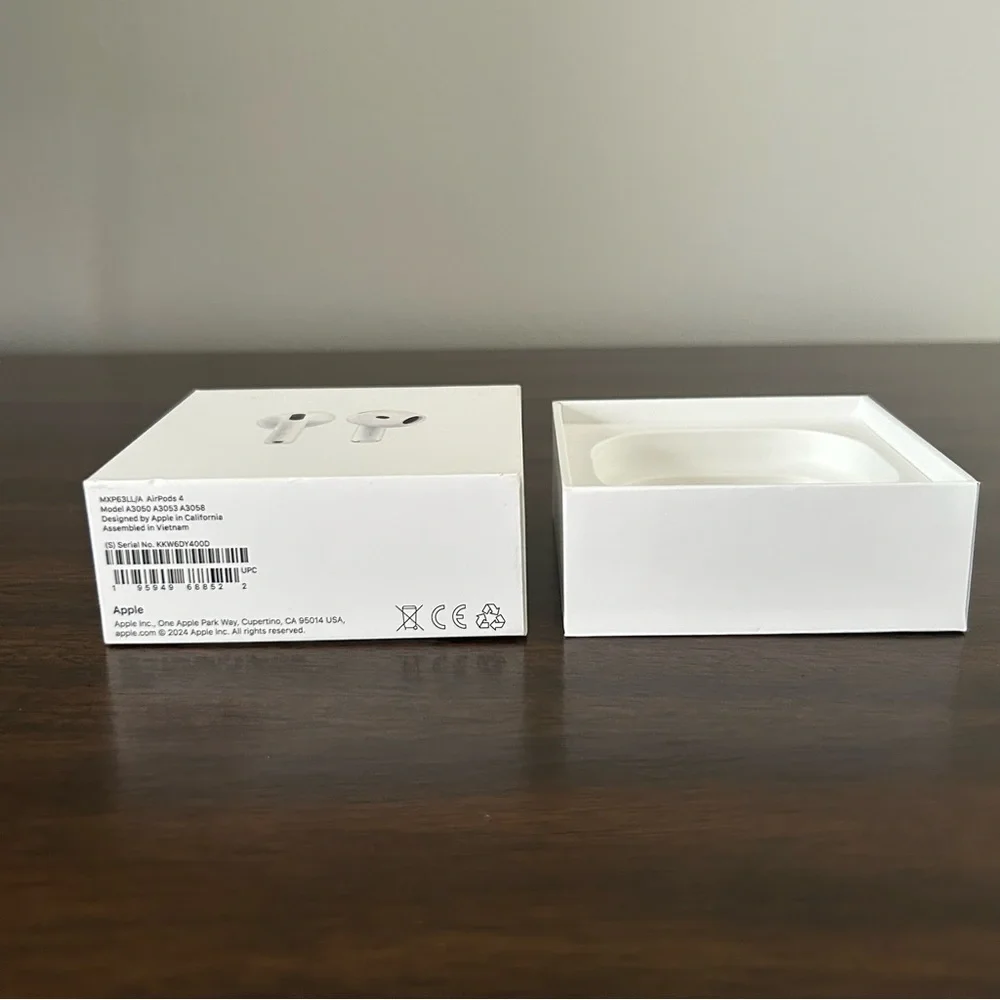 EMPTY Apple Airpods 4 Box with Papers White and Silver